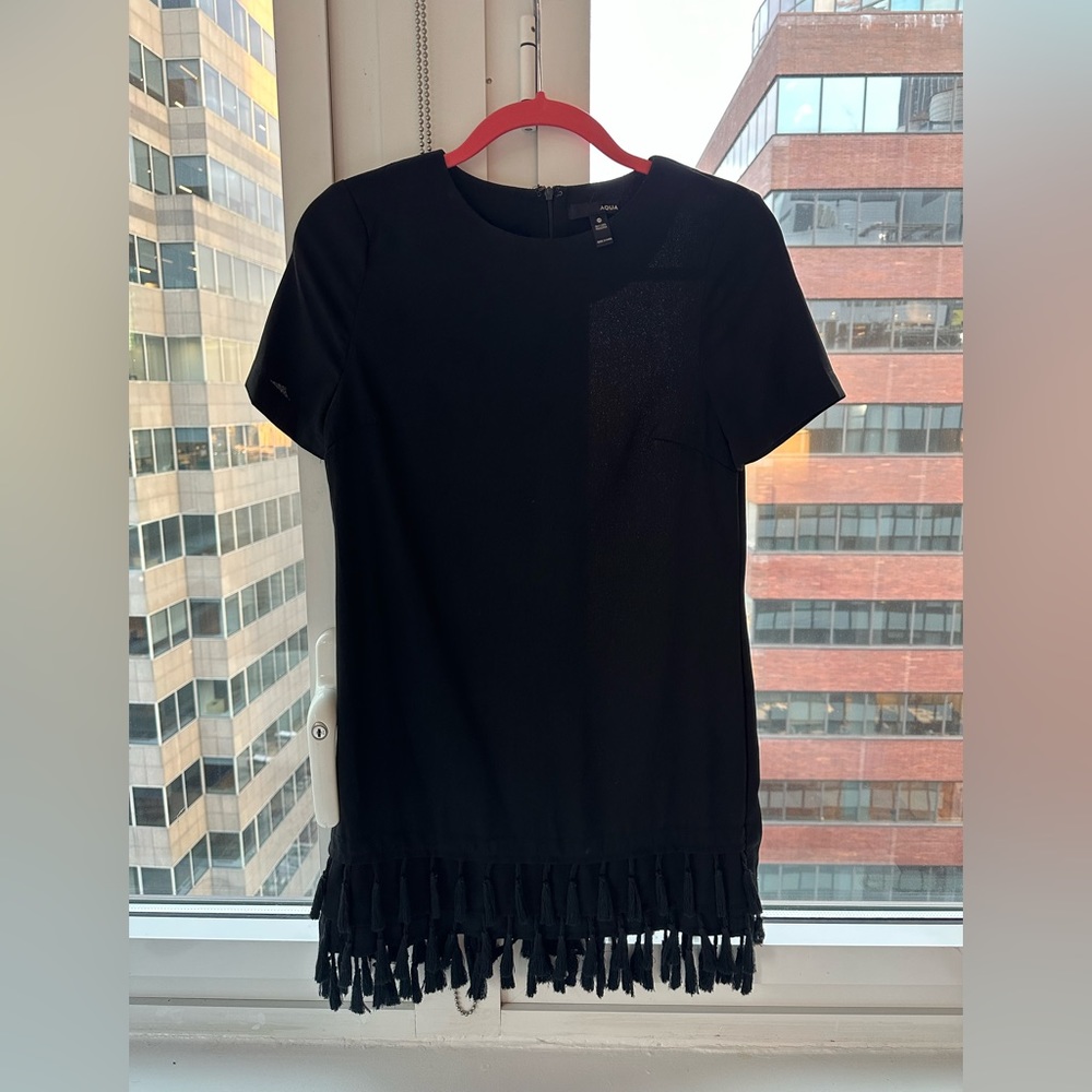 Aqua Mini Dress with Tassels